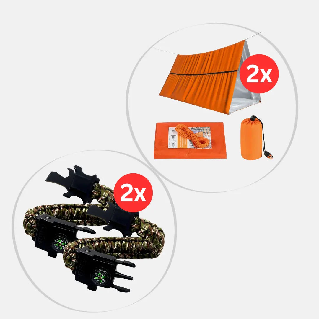 2 SURVIVAL-S1 Bracelets + 2 THERMO-S1 Emergency Tents